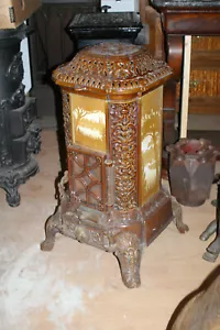 Gussofen Kanonenofen Sougland Ofen Jugendstil Art Deko Loft Laupheim Leuchtofen - Bild 1 von 9