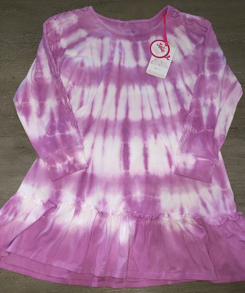 JUSTICE girls NEW NWT small 7/8 PURPLE DRESS TIE DYE school wear NICE MOM! - Image 1 of 1