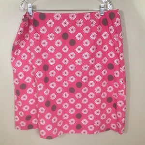 Boden Women's Cotton Skirt Size 20 R Pink Brown Floral Lined Flowers Lightweight - Picture 1 of 10