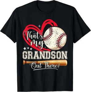 That's My Grandson Out There Baseball Grandma Mother's Day T-Shirt - Picture 1 of 15
