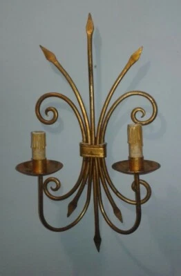 Wall Sconce Vintage Antique Gold Leaf Finish - Image 1 of 4