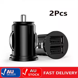 Car Charger Mini Dual USB 12V Lighter Socket Adapter Plug Black Fast - Picture 1 of 12