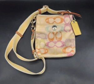 Coach Scribble Crossbody Sling Bag–Pastel Canvas, Adjustable Strap, Zip Closure - Picture 1 of 14