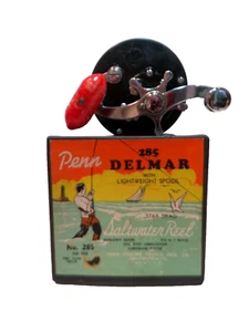 Vintage PENN 285 Delmar Saltwater Fishing Reel in Box - Great Graphics - Picture 1 of 23