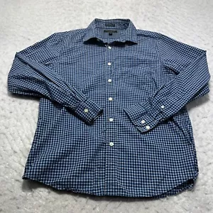Banana Republic Untucked Fit Plaid Long Sleeve Button Shirt Blue Mens Size M - Picture 1 of 13