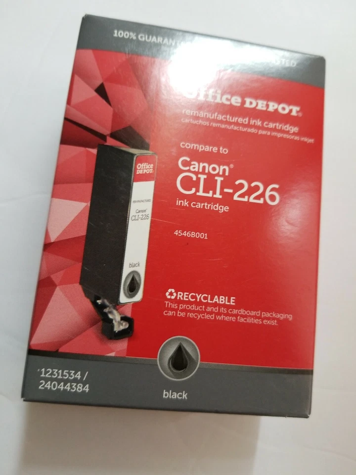 Canon CLI-226 Ink Cartridge Black (office depot remanufactured ink) New - Image 1 of 2