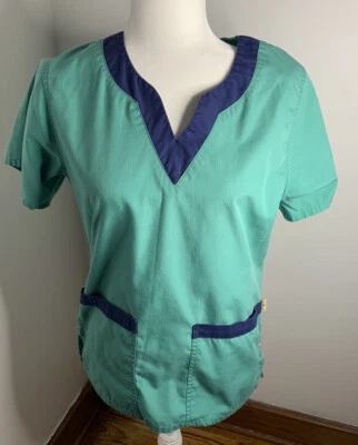 Tafford Medical Uniform Scrub Top Green Womens V Neck XS - Image 1 of 4