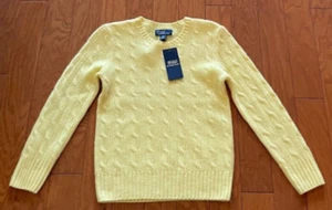 NEW $295 Polo Ralph Lauren Kids Cable-Knit 100% Cashmere Sweater 6/7 Easter Ylw - Picture 1 of 8