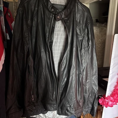 Calvin Klein Black Faux Leather Moto Jacket - New With Tags! - Image 1 of 4
