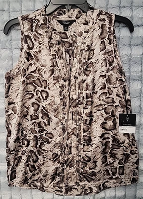 Blusa para mujer Simply Vera Wang piel de serpiente ojo de cerradura cuello en V XS plisada Foto 1 de 2