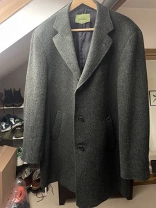 Oliver Sweeney Wool Overcoat Men’s XL herringbone. Green. Made in Italy.  - Picture 1 of 10