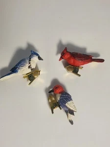 3 Vintage Birds With Clips Hanging Christmas Ornament - Picture 1 of 7