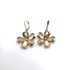 Anne Klein Ohrhänger goldfarben mit Hebelverschluss Blume Perlen - Bild 1 von 4