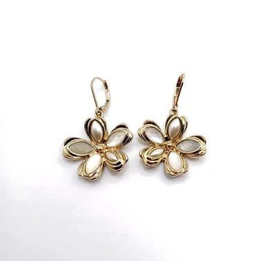 Anne Klein Gold Tone Lever Back Flower Pearl Drop Earrings - Image 1 of 4