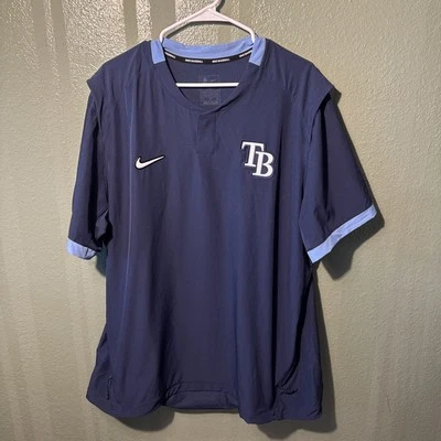 NWOT Mens XL Tampa Bay Rays Nike Engineered SS Team Issued Pullover Jacket 2021 - Image 1 of 3