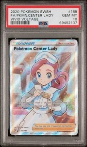 Pokemon - PSA 10 Gem Mint - Pokemon Center Lady Full Art 185/185 - Vivid Voltage - Picture 1 of 2