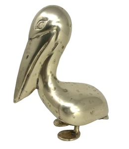 Vintage Mid Century Messing Pelikan Metall Figur 7,25" Ozean Strand Vogel Dekor 1,10 oz - Bild 1 von 7
