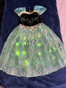 Disney Inspired Frozen Princess Anna fancy dress Costume + Lights 5-6 brand new - Picture 1 of 6