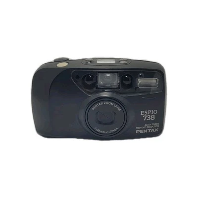Pentax ESPIO 738 Point & Shoot autofocus 35mm Film Camera Black Tested - Image 1 of 4