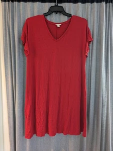 Cato C Est 1946 T Shirt Dress XL Red Flutter Sleeve Midi Knee Length Basic - Imagen 1 de 7