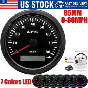 85MM Black GPS Speedometer 0-80MPH Gauge Waterproof for Boat Car Motorcycles US - Bild 1 von 14