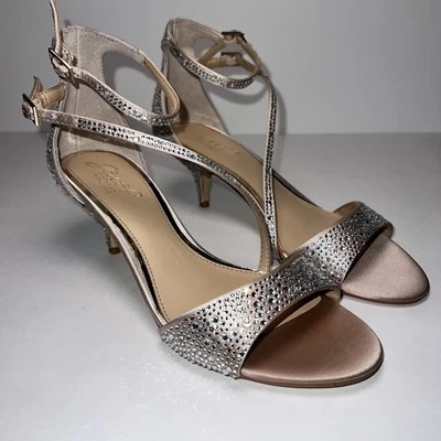 Jewel Badgley Mischka Womens Tangerine Champagne Crystal Heels 7M - Image 1 of 4