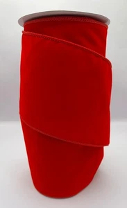 100 mm/4 Zoll rotes Samt Drahtband, verschiedene Längen Basteln, Weihnachten, Kränze - Bild 1 von 1