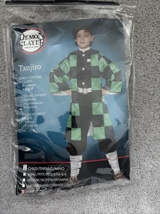 Demon Slayer Tanjiro Halloween Costume Child XLarge 14-16 Green Black Anime - Picture 1 of 4
