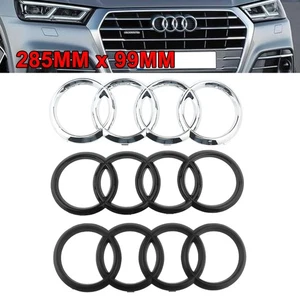 285x99MM Vorne Kühlergrill Frontgrill Emblem Ringe Für Audi Silber/Schwarz - Bild 1 von 4