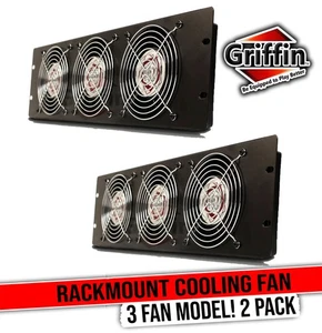 Rackmount Cooling Fan (2 Pack Bundle) | 3U Triple Recording Studio Exhaust Fans - Picture 1 of 14