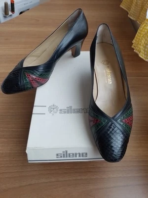 Silene scarpe décolleté n.39 MADE IN ITALY in pelle capretto e pitone multicolor - Immagine 1 di 4