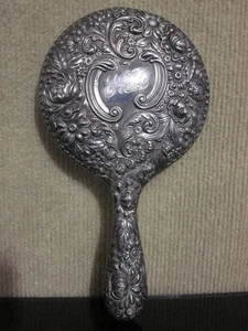 Antique 1876-1900 Gorham Sterling Silver Art Nouveau Repousse Hand Mirror *Read - Picture 1 of 20