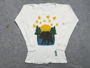 Camicia termica vintage David Klein NYC uomo media bianca maglia waffle anni 70 - Foto 1 di 12