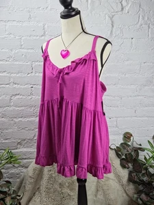 Torrid Super Soft Slub Sweetheart Tiered Ruffle Babydoll Top 4X Stretch NWT - Picture 1 of 9