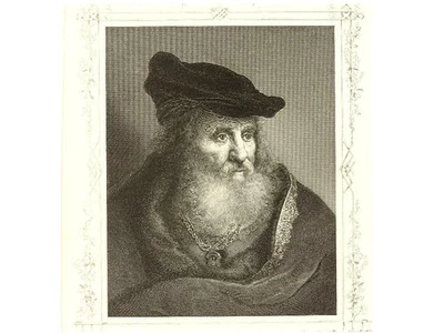 GREIS MIT PELZ UND MÜTZE  Porträt  Stahlstich von Appold nach Flink ca. 1850 - Bild 1 von 3