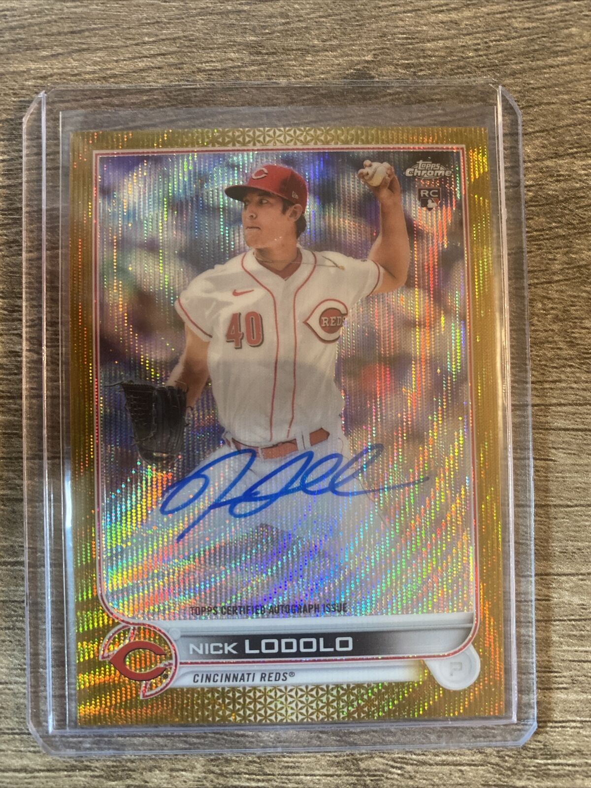 2022 Topps Chrome Nick Lodolo Auto Gold Wave Refractor Rc /50 Reds