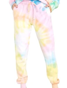 Dreamsicle Tie Dye Joggers Pants Leggings Bottoms Rainbow Colors Girls Tee SMALL - Picture 1 of 2