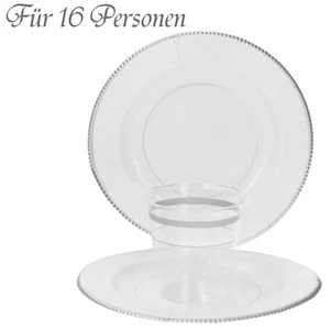 32tlg Set Einweggeschirr Classic Silber Becher 16 Personen RESTPOSTEN A-881 - Bild 1 von 5