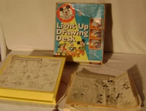 Walt Disney Mickey Mouse Club Light Up Drawing Desk with Box & Designs Vintage  - Picture 1 of 7