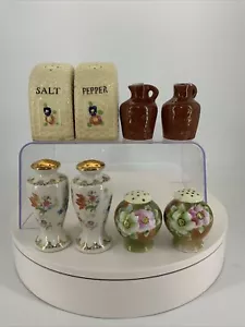 Lot Of 4 Vintage Salt And Pepper Shakers Japan Transferware Various Condition - Picture 1 of 24