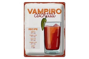 Blechschild Rezept Vampiro Cocktail Recipe Tequila 30x40 cm Schild tin sign - Bild 1 von 5