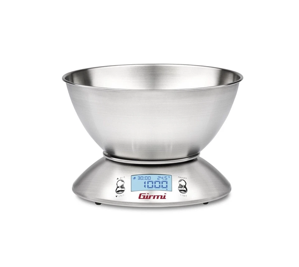 Girmi Bilancia Da Cucina Elettronica PS85 Con Ciotola INOX TARA Timer Argento - Immagine 1 di 1