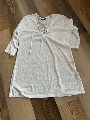 Apt. 9 Playa - Pullover Blanco Grande Encubrimiento Natación con Corbata Frontal Foto 1 de 4