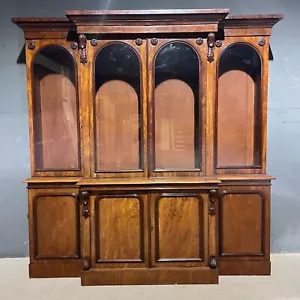 Victorian Large 4 door glazed Mahogany Bookcase with lower storage cupboards - Picture 1 of 9