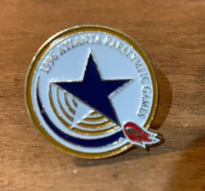 1996 Atlanta Paralympic Games Lapel Pin, Olympics, Red White & Blue Star - Picture 1 of 2
