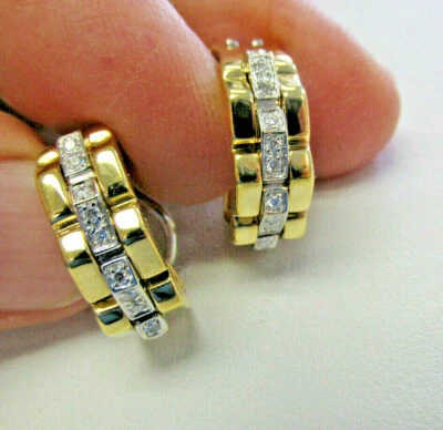Stunning CHIMENTO Half Hoop Diamond Earrings F VVS .44 ctw 18k Gold   MAKE OFEER - Image 1 of 4