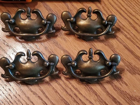 4 Chippendale Style Dresser Drawer Pull Drop Handle Hardware 3 inch center Cover