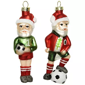 Ornamenti Calcio Babbo Natale Calciatore Vetro Soffiato Ornamenti Natalizi, Set di 2 - Foto 1 di 4