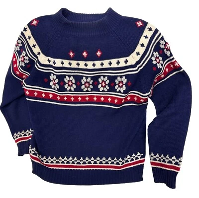 JCPenney 毛衣 复古 70 年代 圆领毛衣 尺寸 M/L Cobain Grunge *请参阅说明 — 第 1/4 张图片