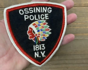 Ossining Police Patch 1813 New York Indian Headdress War Bonnet Large 4.25” - Picture 1 of 12